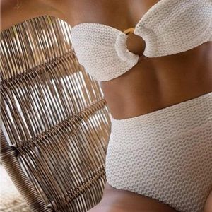 Montce Swim Bone Crochet Tori Bandeau Bikini Top Small S